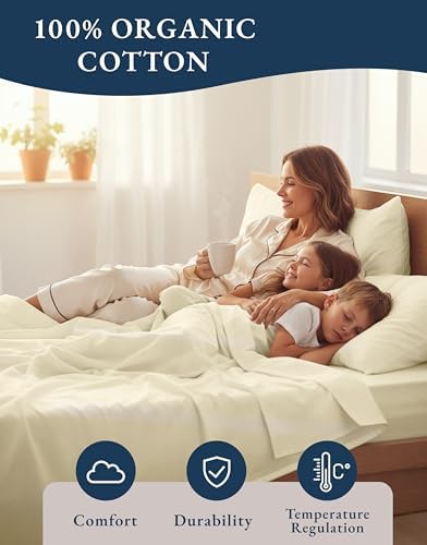 LANE LINEN California King Sheet Set 100% Organic Cotton 4pc Soft - Natural - Image 6