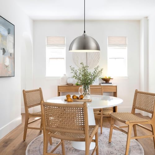 Brushed Nickel Pendant Light Kitchen Island 3 Pack, 11.8" Farmhouse Pendant Lights,Dome Pendant Light for Bedroom Dining Room Sink Hallway Foyer Barn Cafe - Image 5