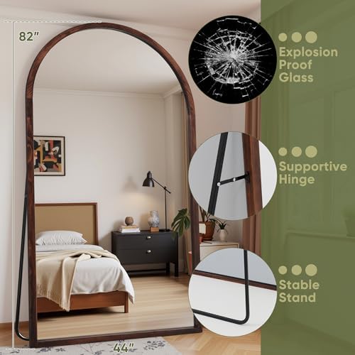 Suidia Full Length Mirror, Oversized Floor Mirror with Solid Wood Frame, Large Standing Mirror for Bedroom Living Room, Wood Antique Style, Dark Walnut, 82" L x 44" W - Image 7