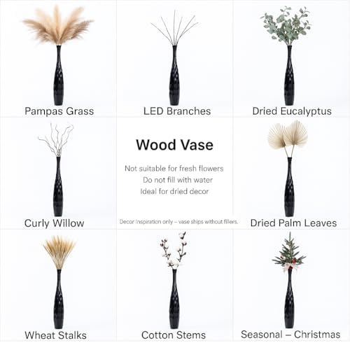 Leewadee Large Floor Vase 26 inches Mango Wood for Pampas Grass, Dried Flowers - Image 6