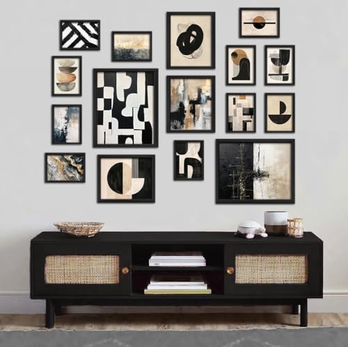 ANERZA 16 PCS Framed Black and White Abstract Wall Art Decor, Minimalist Wall Prints for Bedroom, Gallery Wall Frame Set, Posters for Living Room Aesthetic, Collage Kit, Dorm Artwork - Image 6