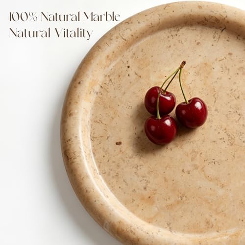 SAMAH Natural Marble Tray, Art Fruit Bowl for Kitchen Counter, Living Room, Vanity, Coffee Table Decor, Mushroom Jewelry Tray for Trinkets, Perfume, Keys, Housewarming Gifts New Home (Yellow) - Image 6