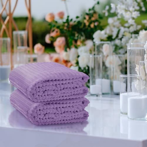 Buryeah 12 Pcs Flannel Blankets Bulk,Fall Outdoor Wedding, Pale Purple - Image 6