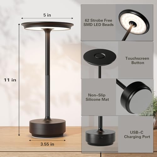 Rechargeable Cordless Table Lamps, Portable Battery Table Light - Image 2
