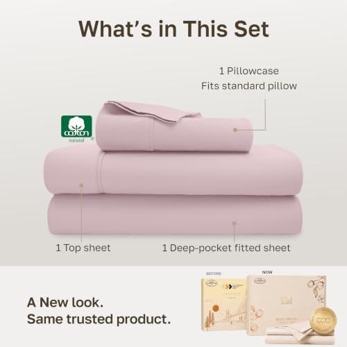 California Design Den Soft 100% Cotton Sateen Twin Size Sheets, 3 Pcs Set - Image 3