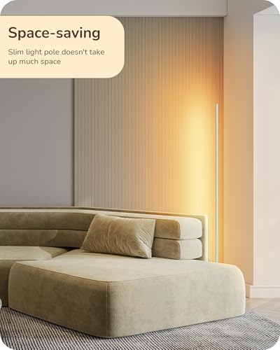 EDISHINE 59.84" LED Corner Floor Lamp, 3000K & Stepless Dimmable, White - Image 3