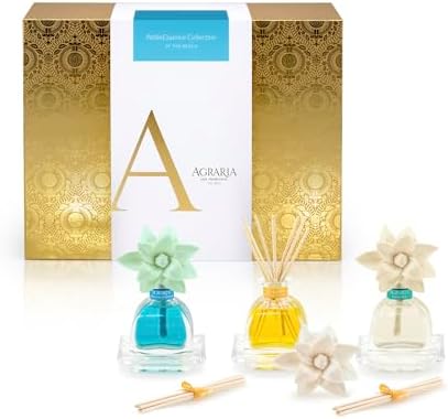 AGRARIA At The Beach PetiteEssence Collection, Handmade Sola Flower Reed Diffuser Set of 3, Luxury Home Fragrance Scented Oil Diffuser Gift Set by Unknown