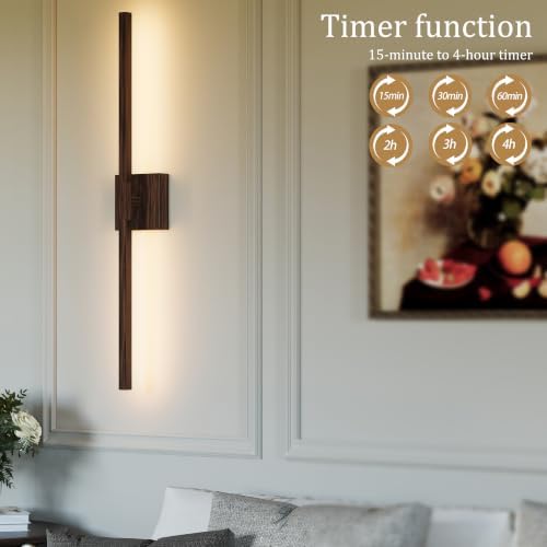 Rayogale Walnut Battery Operated Wall Sconce with Remote Control 36 Inch - Image 3