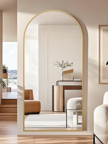 71"x32" Floor Mirror Full Length, Arched Full Length Mirror with Stand, Large Full Body Mirrors for Bedroom Living Room or Cloakroom Gold - Image 2