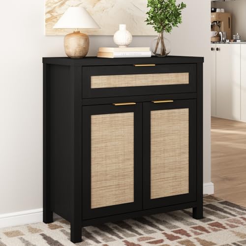 HOKYHOKY 30" Rattan Sideboard Buffet Cabinet, Boho Storage Cabinet by HOKYHOKY