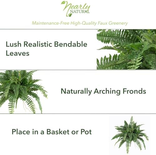 Nearly Natural 40 in Artificial Boston Fern for Indoor Home Decor - Image 4