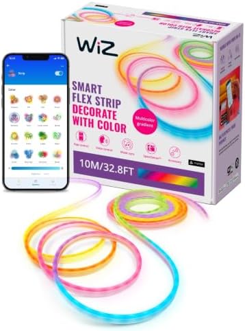 WiZ Connected Neon Smart Flex Strip, 32.8 ft (Two 16.4ft Flex LED Strips), 16 Million Colors, Shades of White, RGBIC Lighting, Connects to Wi-Fi, Voice/App Control by WiZConnectedLighting