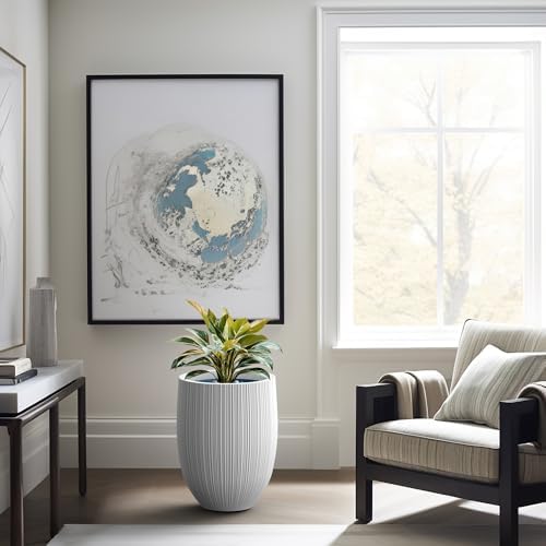 Kante Large Round Bullet White Concrete Planter 21.7" Tall, Outdoor - Image 6