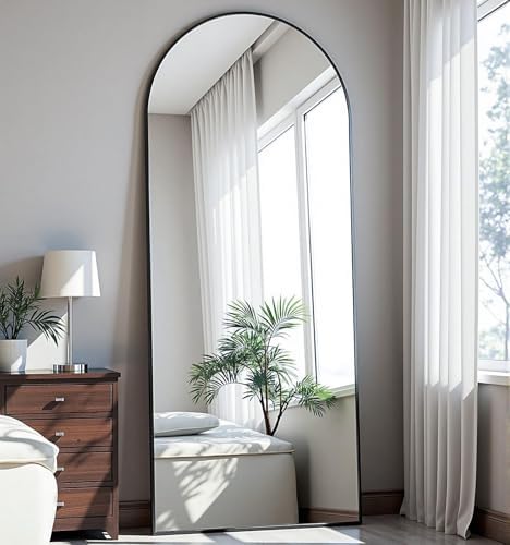 Dewfig Arched Full Length Mirror, 58"X18" Large Full Body Mirror, Black by YourSpacePerfectlyReflected