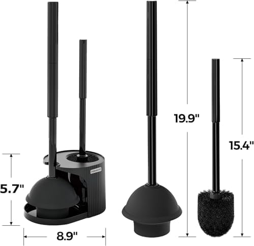 FORASTO 2Pack 2 in 1 Toilet Brush and Plunger Set, Extended Handle Plunger,Toilet Bowl Brush Plunger Set,Bathroom Cleaning Tools,Toilet Brush Plunger Combo,Cleaning Supplies，Black - Image 6