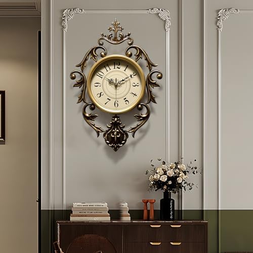Vintage Wall Clock, Antique Decor,Decorative Wall Clocks Battery Operated,Non Ticking European Style Metal Wall Clock, Retro,Bedroom/Living Room/Kitchen 26"x19" - Image 6