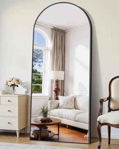 76"x34" Arched Full Length Mirror, Large Floor Mirror with Aluminum Alloy Frame Standing Hanging or Leaning Wall-Mounted Mirror, Vanity Mirror for Living Room and Bedroom,Black - Image 6
