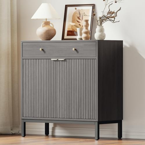 Mericonia Sideboard Buffet Cabinet Storage, Modern Wood Console Fluted Credenza - Image 4