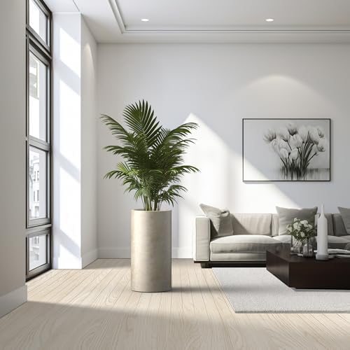 Kante Large Round Column Weathered Concrete Planter 27.8" Tall, Outdoor - Image 3