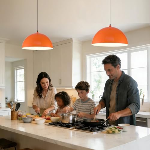 Orange Large Pendant Light 2 Packs,19.7inches, Kitchen Pendant Lights, Oversized Island Pendant Lights, Farmhouse Pendant Light, Pendant Light for Bedroom, Kitchen Island - Image 2