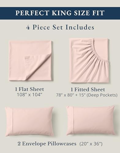 Lane Linen King Sheets 100% Organic Cotton Percale Cooling 4pc - Sepia Rose - Image 4