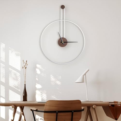 DRELIFAM Modern Wall Clock Large Wall Clocks with Walnut Dial Silent Non-Ticking for Living Room Home Decor Bedroom Kitchen Office 21.7''×28.7'' (Silver, Large) - Image 4