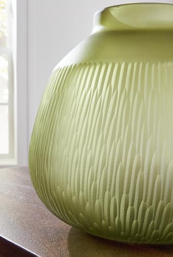 Signature Design by Ashley Scottyard Contemporary Indoor/Outdoor Floral Glass Tabletop Vase, Light Green - Image 5