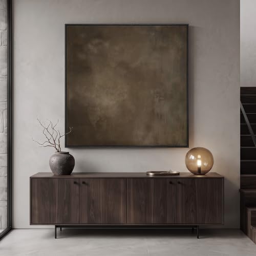 Extra Large Framed Neutral Brown Abstract Wall Art for Living Room, 48x48 - Image 6