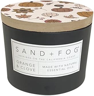 Sand + Fog Scented Candle - Orange & Clove – Additional Scents and Sizes – 100% Cotton Lead-Free Wick - Luxury Air Freshening Jar Candles - Perfect Home Decor – 12oz by SandFogHome