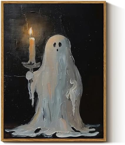 InSimSea Vintage Halloween Decor, Ghost Picture, Framed Art, 16x12in by InSimSeaArt