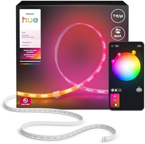 Philips Hue Flux 7-Feet LED Strip Light Extension, Vibrant Color and Ambiance, Flexible Indoor Lighting, Chromasync Color Blending, Cuttable, Extendable, Reusable, App and Voice Command by Unknown