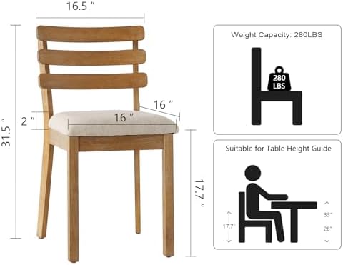 SIMTONAL Farmhouse Dining Chairs, 2 Pcs - Image 3