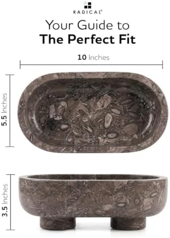 Radicaln Marble Oval Bowl with Stand 10" Decorative Bowl for Table Decor - Image 6