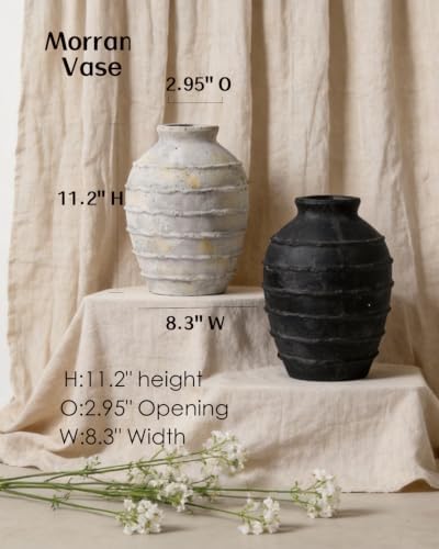 Kokrose Ceramic Flower Vase, Large Rustic Black Terracotta Vase, 11.2 Inch - Image 3