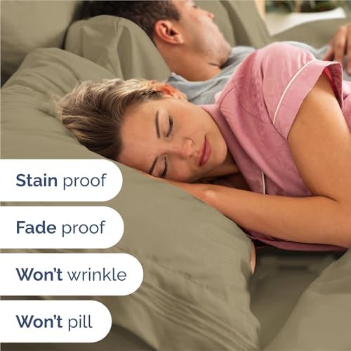 Split King Size 5 Piece Sheet Set - Breathable & Cooling Sheets - Khaki - Image 5