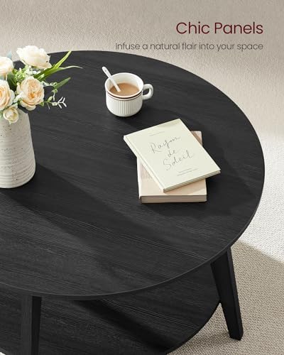 VASAGLE Round Coffee Table, 2-Tier Center Table with Storage, Tapered Legs - Image 6