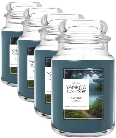 Yankee Candle Bayside Cedar Scented Candle, Large Jar with up to 150 Hour Burn Time, Giftable, 22 oz (Pack of 4) by YankeeCandle