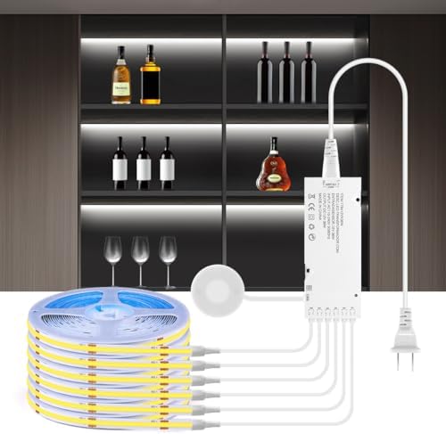 AIMENGTE Cabinet Light, LED Strip Lights, 6-in-1 12V COB Under Cabinet Lighting with Penetrable Touch Dimming, Energy-Efficient, for Wine Cabinets, Shoe Racks, Wardrobes, Kitchen Cabinets by AIMENGTE