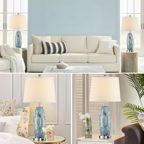 Lovlast 29" Tall Coastal Glass Table Lamps Set of 2 for Bedroom Living Room - Image 6