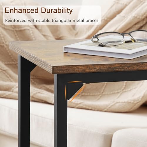 AMHANCIBLE C Shaped End Table, Slide Under Couch Table for Sofa - Image 5