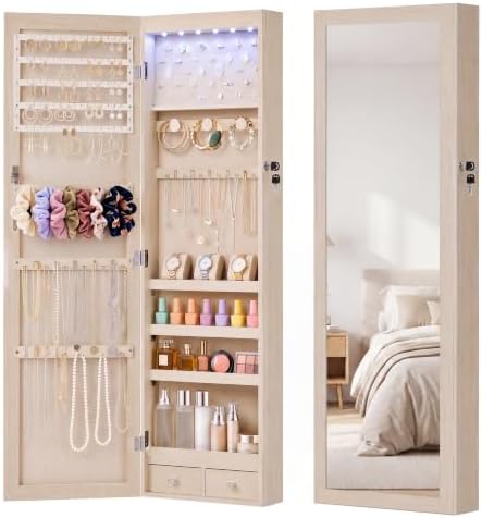 OLIXIS 6 LEDs Jewelry Armoire Cabinet with 47.2" Full Length Mirror by OLIXIS