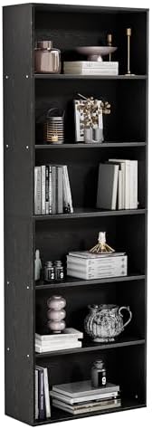 GRUSIGN 71" Tall 6-Tier Bookshelf, Large Open Display Bookcase with Ample Storage, Floor Standing Book Shelf for Living Room, Home Office, Bed Room, Black - Image 4