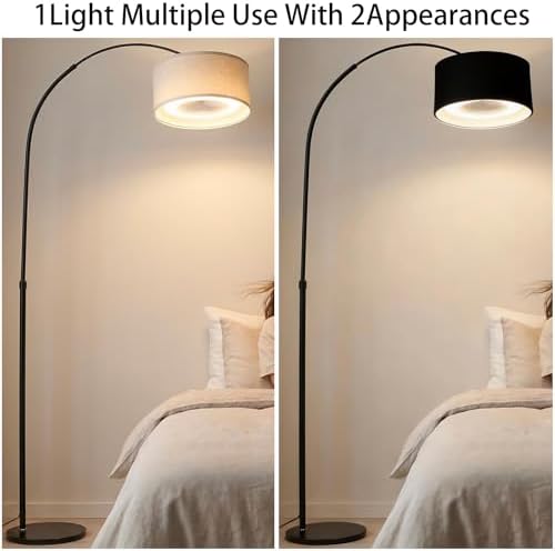 Arc Floor Lamp with Fan Dimmable Standing Lamp with Remote 3 Color Temperatures Adjustable for Living Room Bedroom Bright Reading Lamp with Marble Base - Image 3