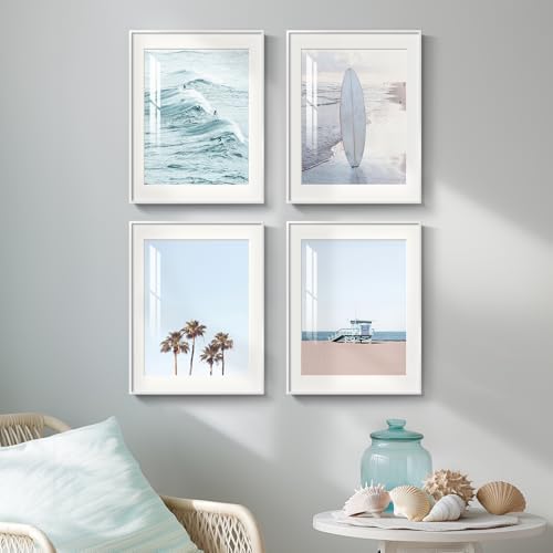 Framed Coastal Beach Ocean Wave Surf Wall Art for Living Room, 11x14 Inch - Image 2
