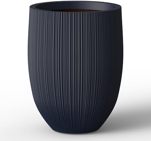 Kante Large Round Bullet Charcoal Concrete Planter 21.7" Tall, Outdoor by Unknown