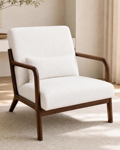 Garvee Mid Century Accent Chair, Upholstered Armchair with Lumbar Pillow by Garvee