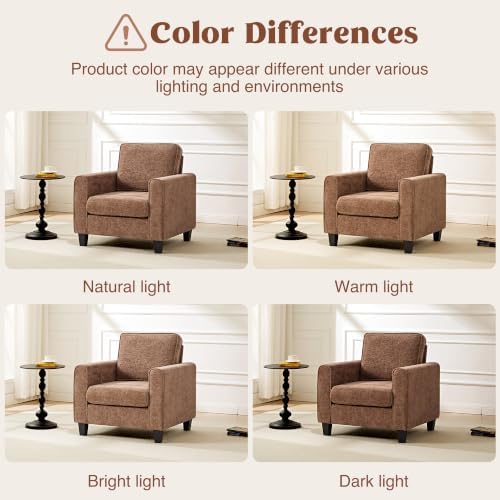 Accent Chair for Living Room, Mid Century Modern Upholstered Living Room Chair, Chenille Reading Armchair for Apartment, Waiting Room, Office, Brown - Image 6