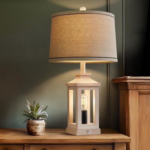 Farmhouse Table Lamps for Living Room 23.75" Bedroom Nightstand Lamps White - Image 4
