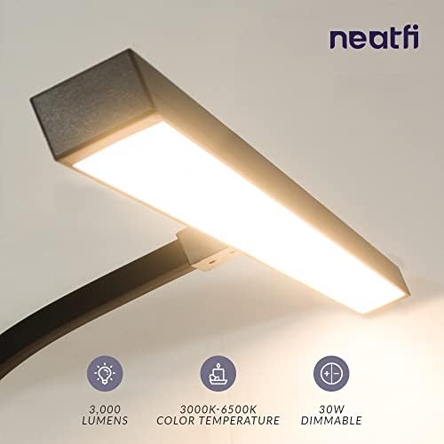 Neatfi 3,000 Lumens LED Desk Lamp with Clamp | Dimmable | 5 Brightness Levels & 5 Light Modes | Memory Function | Eye-Caring Flexible Lamp for Home & Office (31.5 Inches, Black) - Image 2