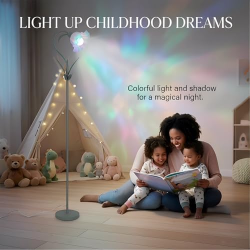 HMVPL Flower Floor Lamp for Living Room, Flower Standing Lamp with Remote Control, Floral Cute Tall Lamp with RGB Bulb, Dimming, Timer, Arc Vintage Floor Lamp for Bedroom Corner Kids Room Reading - Image 2